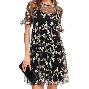 Brand new Mesh embroidered dress with slip